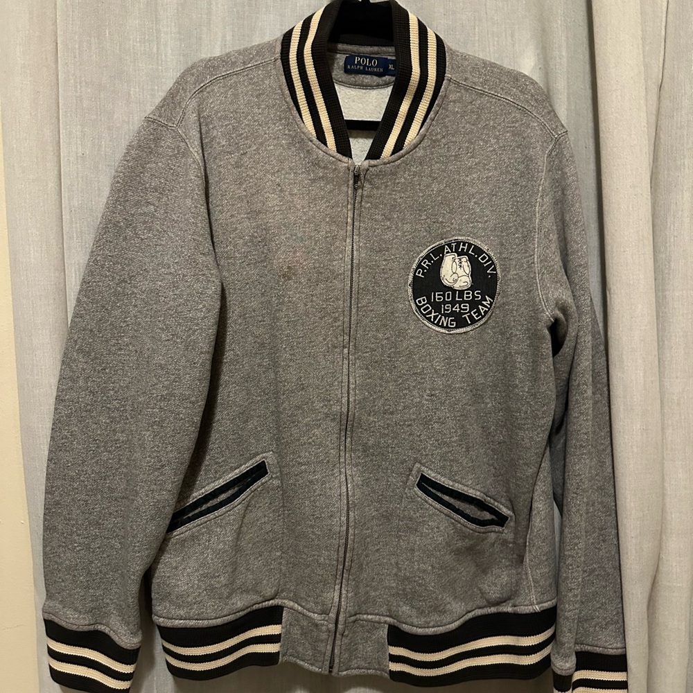 Ralph Lauren Gray Bomber Jacket with Black Accents